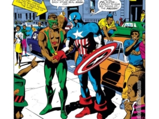 Captain America #120, pg. 1; pencils, Gene Colan; inks, Joe Sinnott; Crack-Up On Campus; Stan Lee, splash page, Falcon, Redwing