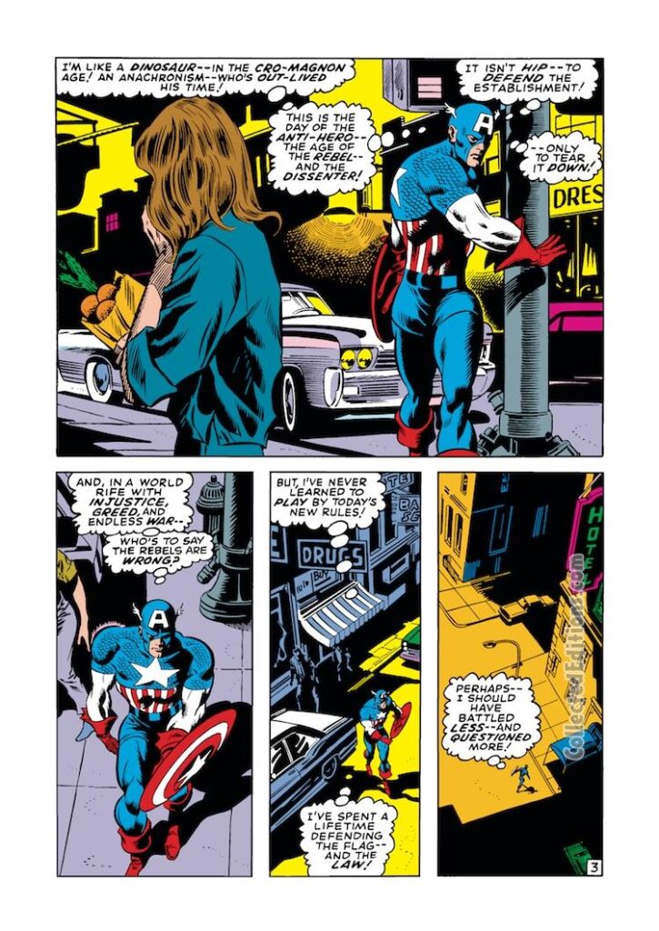 Captain America #122, pg. 3; pencils, Gene Colan; inks, Joe Sinnott; Steve Rogers