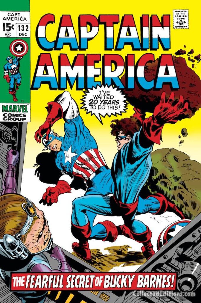 Captain America #132 cover; pencils, Marie Severin; inks, Joe Sinnott; alterations, John Romita Sr.; Bucky Barnes, Rick Jones