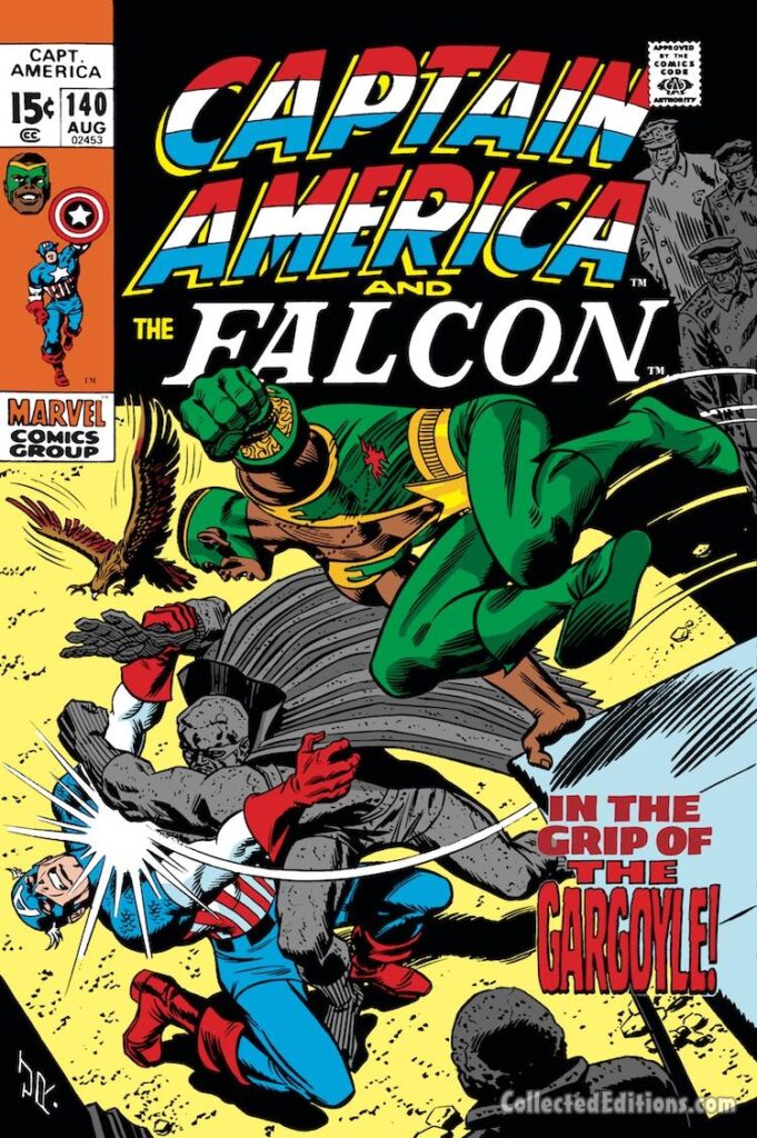 Captain America #140 cover; pencils and inks, John Romita Sr.; In the Grip of the Gargoyle, Falcon, Redwing