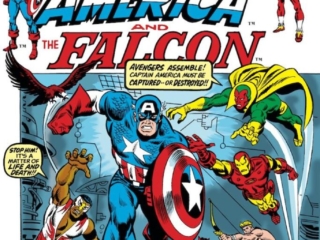Captain America #154 cover; pencils, Sal Buscema; inks, Frank Giacoia; Vision, Hawkeye, Scarlet Witch, Iron Man, Avengers, Falcon, Redwing, Wanted Dead or Alive