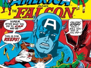 Captain America #158 cover; pencils, Sal Buscema; inks, Frank Giacoia; The Crime Wave Breaks, Falcon, Viper