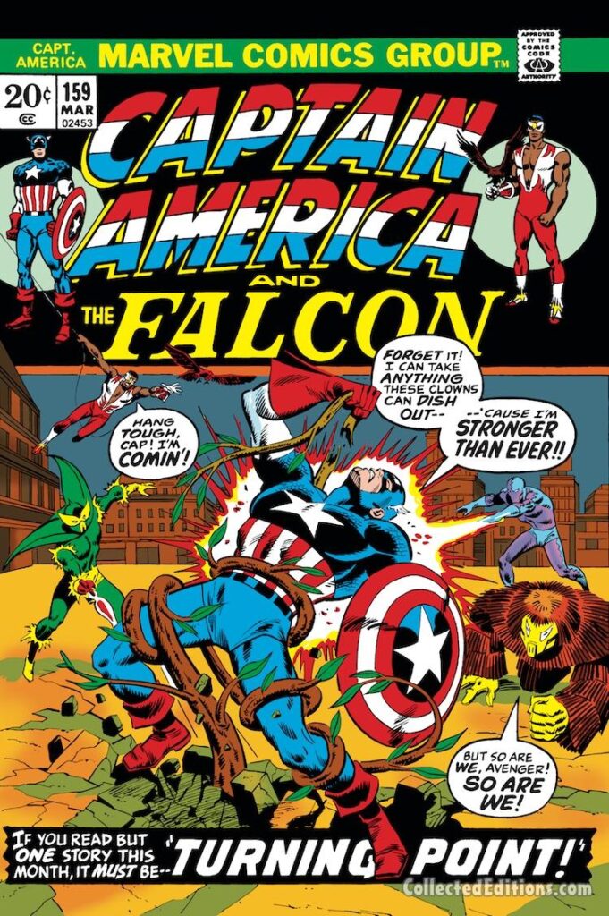 Captain America #159 cover; pencils, Sal Buscema; inks, uncredited; Turning Point, Plant-Man, the Eel, Porcupine
