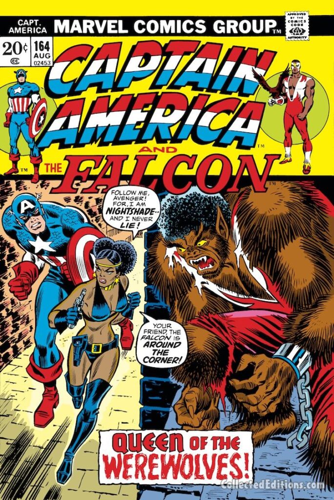 Captain America #164 cover; pencils and inks, John Romita Sr; Queen of the Werewolves, first appearance of Nightshade