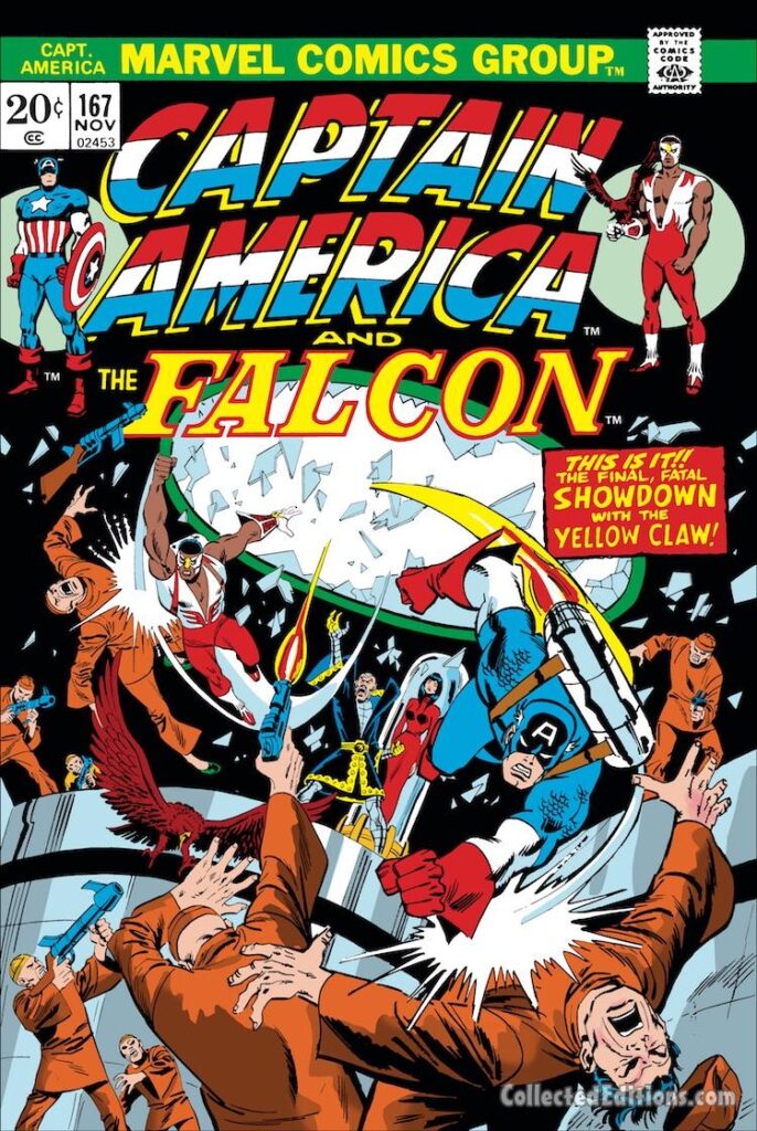 Captain America #167 cover; pencils and inks, Sal Buscema; Falcon, final showdown with the Yellow Claw