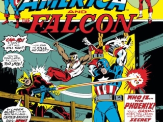 Captain America #168 cover;  pencils, Sal Buscema; inks, John Verpoorten; Falcon, The Phoenix