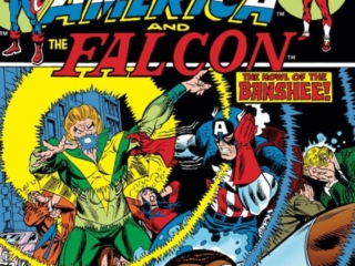 Captain America #172 cover; layouts, John Romita Sr.; pencils, Gil Kane; inks, Frank Giacoia; the Howl of the Banshee, Falcon