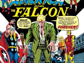 Captain America #176 cover; pencils and inks, John Romita Sr.; Steve Rogers, Nomad, renounces uniform, Captain America No More, Thor, Iron Man, Falcon, Sharon Carter