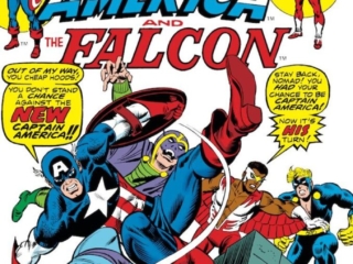 Captain America #181 cover; pencils, Gil Kane; inks, Joe Sinnott; alterations, Frank Giacoia, John Romita Sr.; Falcon, Nomad, Human Cobra