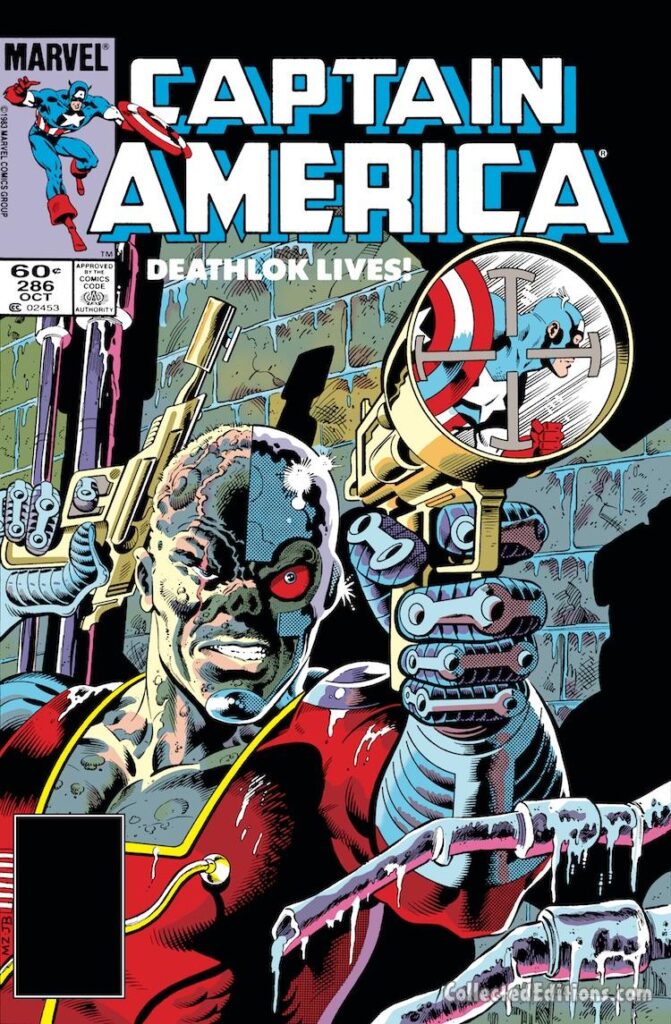 Captain America #286 cover; pencils, Mike Zeck; inks, John Beatty; Deathlok Lives, Luther Manning