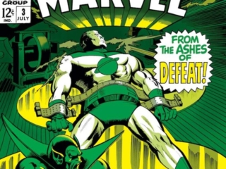 Captain Marvel #3 cover; pencils, Gene Colan; inks, Vince Colletta; From the Ashes of Defeat, Marvel's Space-Born Super-Hero Mar-Vell, Super-Skrull, Kree warrior