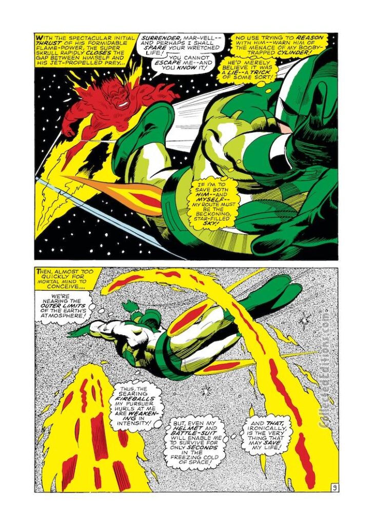Captain Marvel #3, pg. 9; pencils, Gene Colan; inks, Vince Colletta; Mar-Vell, Super-Skrull