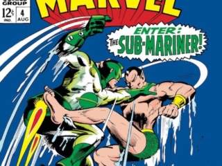 Captain Marvel #4 cover; pencils, Gene Colan; inks, Vince Colletta; Enter the Sub-Mariner, Mar-Vell, Kree, green costume
