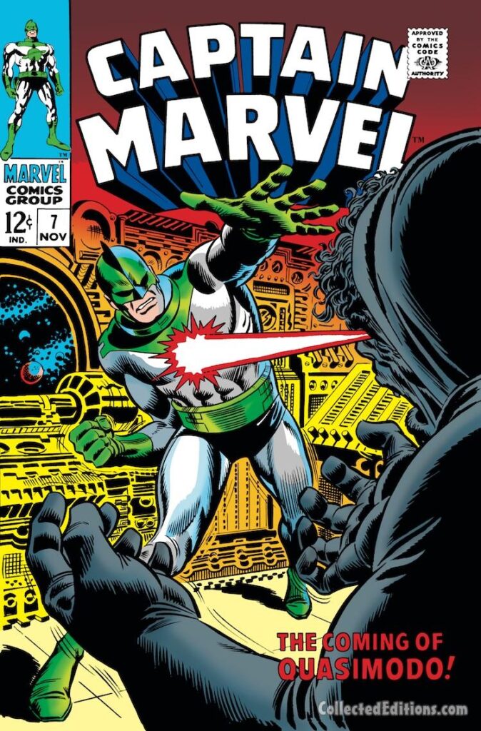 Captain Marvel #7 cover; pencils and inks, John Romita Sr.; The Coming of Quasimodo, Mar-Vell
