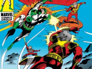 Captain Marvel #9 cover; pencils, Gene Colan; inks, Vince Colletta; Mar-Vell, Kree warrior, the Aakon