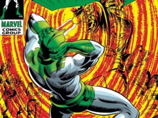 Captain Marvel #10 cover; pencils, Marie Severin; inks, John Verpoorten; Number One, Mar-Vell, Kree green costume, Die Traitor