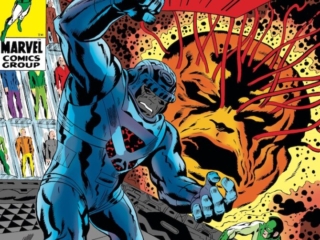 Captain Marvel #16 cover; pencils, Don Heck; inks, Syd Shores; Supreme Intelligence, Sentry, Kree, Mar-Vell, last appearance of old green costume