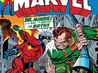 Captain Marvel #24 cover; pencils, Gil Kane; inks, Frank Giacoia; Dr. Minde, The Day of the Android Man, Mar-Vell