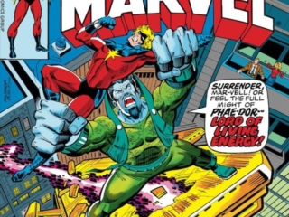 Captain Marvel #52 cover; pencils, Al Milgrom; inks, Terry Austin; Phae-Dor, Kree Mar-Vell, While the World Screams