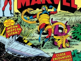 Captain Marvel #60 cover; pencils, Herb Trimpe; inks, uncredited; Moon Traps on Titan, Close Encounters in Kentucky, Mar-Vell