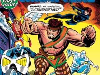 Champions #1 cover; pencils, Gil Kane; inks, Dan Adkins Champions #1 cover; pencils, Gil Kane; inks, Dan Adkins; first appearance, Hercules, Iceman, Angel, Black Widow, Ghost Rider, Los Angeles Marvel super-team