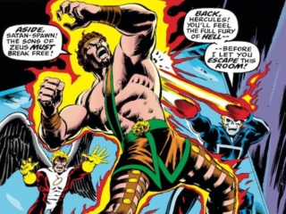 Champions #10 cover; pencils and inks, Dave Cockrum Champions #10 cover; pencils and inks, Dave Cockrum; Hercules, Ghost Rider, Angel