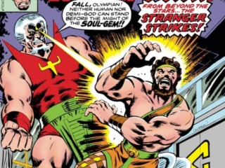 Champions #12 cover; pencils and inks, Dave Cockrum Champions #12 cover; pencils and inks, Dave Cockrum; The Stranger/Bill Foster/Giant-Man/Hercules/Black Widow