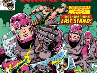 Champions #17 cover; pencils and inks, Ernie Chan Champions #17 cover; pencils and inks, Ernie Chan; Sentinels, last issue