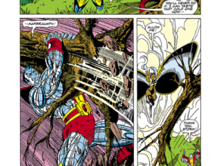 Classic X-Men #39, pg. 22; pencils, Jim Lee; inks, Joe Rubinstein; Ann Nocenti, Brigg&rsquo;s Revenge, Colossus, Storm, Wolverine