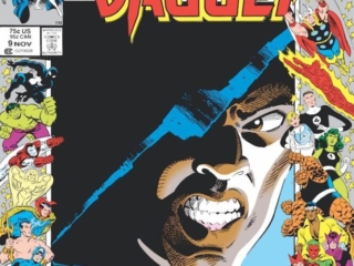 Cloak and Dagger #9 cover; pencils and inks, Terry Austin; Marvel 25th Anniversary frame