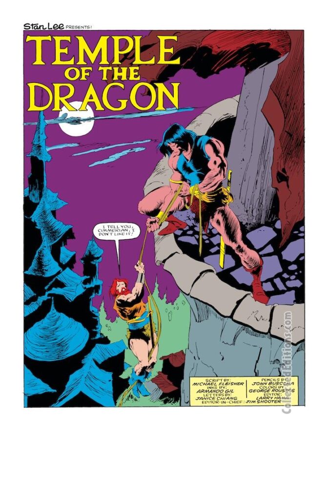 Conan the Barbarian #165, pg. 1; pencils, John Buscema; inks, Armando Gil; Temple of the Dragon, Fafnir, Michael Fleisher, splash page