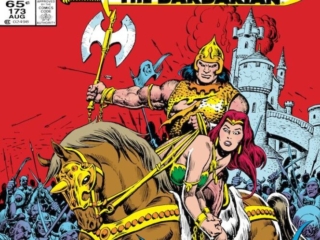 Conan the Barbarian #173 cover; pencils and inks, Ernie Chan Conan the Barbarian #173 cover; pencils and inks, Ernie Chan; Tetra, horseback, battle axe