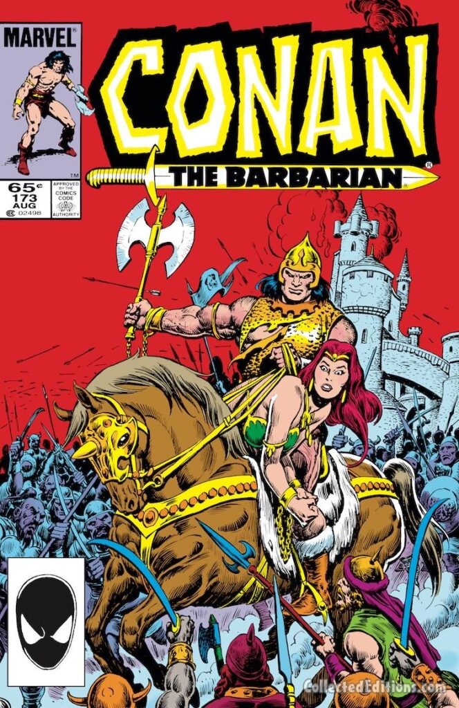 Conan the Barbarian #173 cover; pencils and inks, Ernie Chan; Tetra, horseback, battle axe