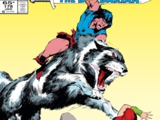 Conan the Barbarian #178 cover; pencils and inks, John Buscema Conan the Barbarian #178 cover; pencils and inks, John Buscema; Tetra, giant wolf