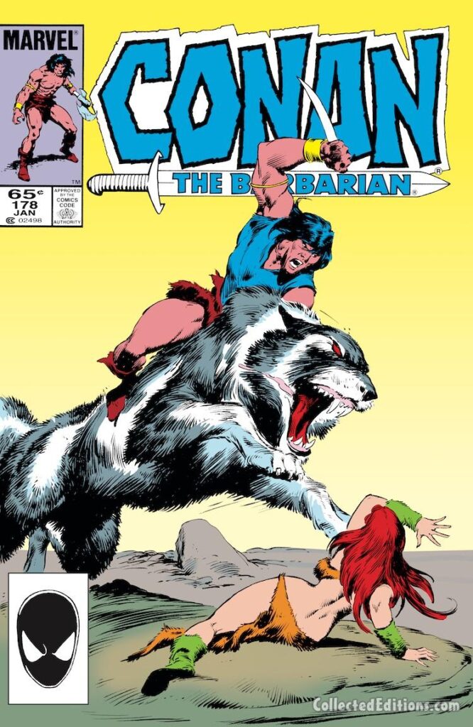 Conan the Barbarian #178 cover; pencils and inks, John Buscema; Tetra, giant wolf