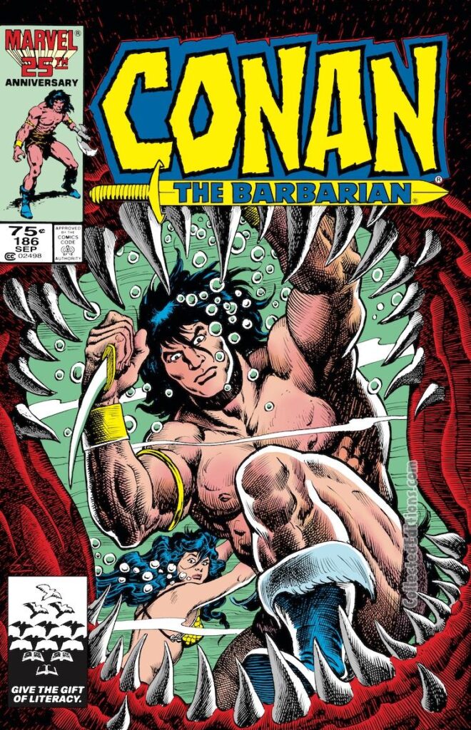 Conan the Barbarian #186 cover; pencils and inks, Ernie Chan