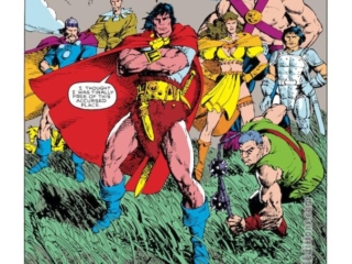 Conan the Barbarian #191, pg. 6; layouts, Val Semeiks; pencils and inks, Geof Isherwood Conan the Barbarian #191, pg. 6; layouts, Val Semeiks; pencils and inks, Geof Isherwood; Deliverance, splash page, James Owsley, Christopher Priest