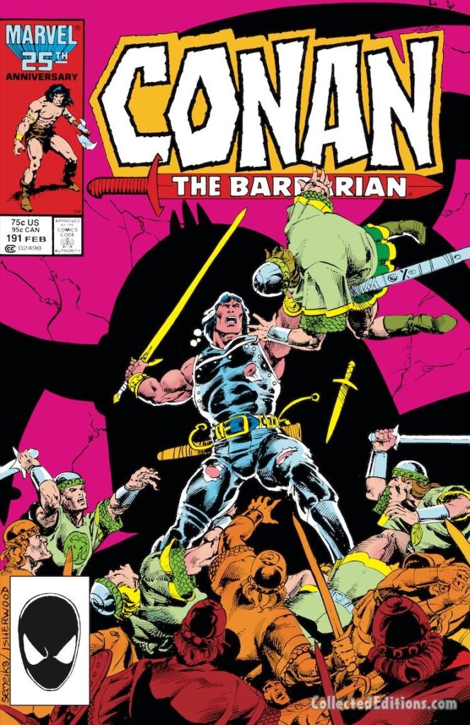 Conan the Barbarian #191 cover; pencils, Val Semeiks; inks, Geof Isherwood; Wraarl, Devourer of Souls