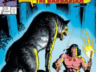 Conan the Barbarian #192 cover; pencils and inks, Ron Wagner Conan the Barbarian #192 cover; pencils and inks, Ron Wagner; wolf