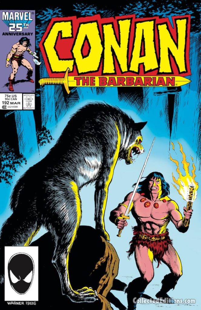 Conan the Barbarian #192 cover; pencils and inks, Ron Wagner; wolf