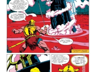Conan the Barbarian #198, pg. 14; pencils, Val Semeiks; inks, Geof Isherwood; Devourer of Souls, Wraarl, Solaise, Kaleb the Aesirian