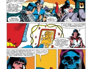 Conan the Barbarian #202, pg. 9; pencils, Val Semeiks; inks, Geof Isherwood; Thulsa Doom, Shapur, Koth