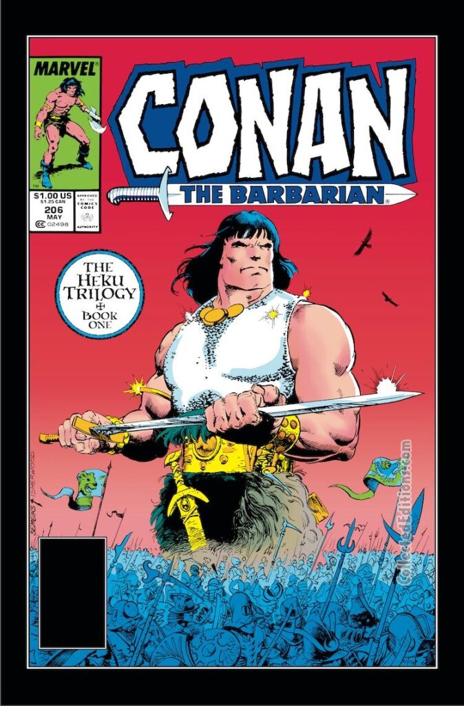 Conan the Barbarian #206 cover; pencils, Val Semeiks; inks, Geof Isherwood; The Heku Trilogy Book One, Kobe
