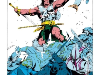 Conan the Barbarian #207, pg. 19; pencils, Val Semeiks; inks, Geof Isherwood; splash page, samurai warriors, Heku Trilogy