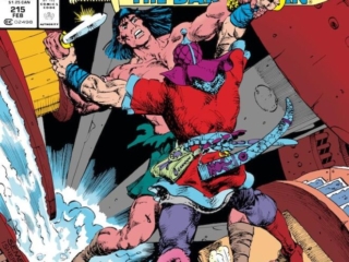 Conan the Barbarian #215 cover; pencils, Val Semeiks; inks, Geof Isherwood