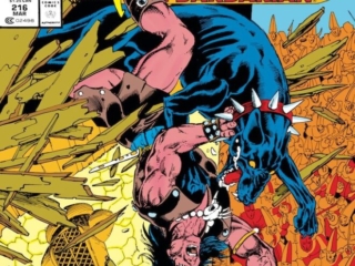 Conan the Barbarian #216 cover; pencils, Val Semeiks; inks, Geof Isherwood; junkyard dog