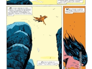 Conan the Barbarian #219, pg. 20; pencils, Val Semeiks; inks, Alfredo Alcala, horseback, leaps over gorge