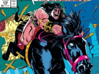 Conan the Barbarian #219 cover; pencils and inks, Jim Lee; black horse