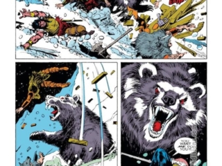 Conan the Barbarian #220, pg. 15; pencils, Val Semeiks; inks, Alfredo Alcala, giant bear
