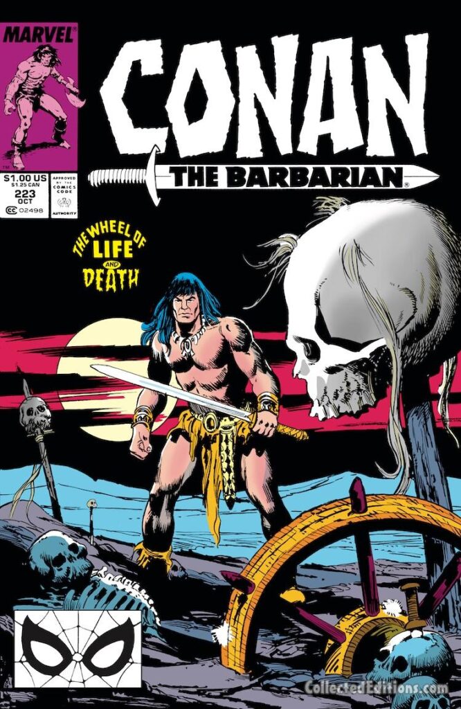 Conan the Barbarian #223 cover; pencils and inks, uncredited; The Wheel of Life and Death